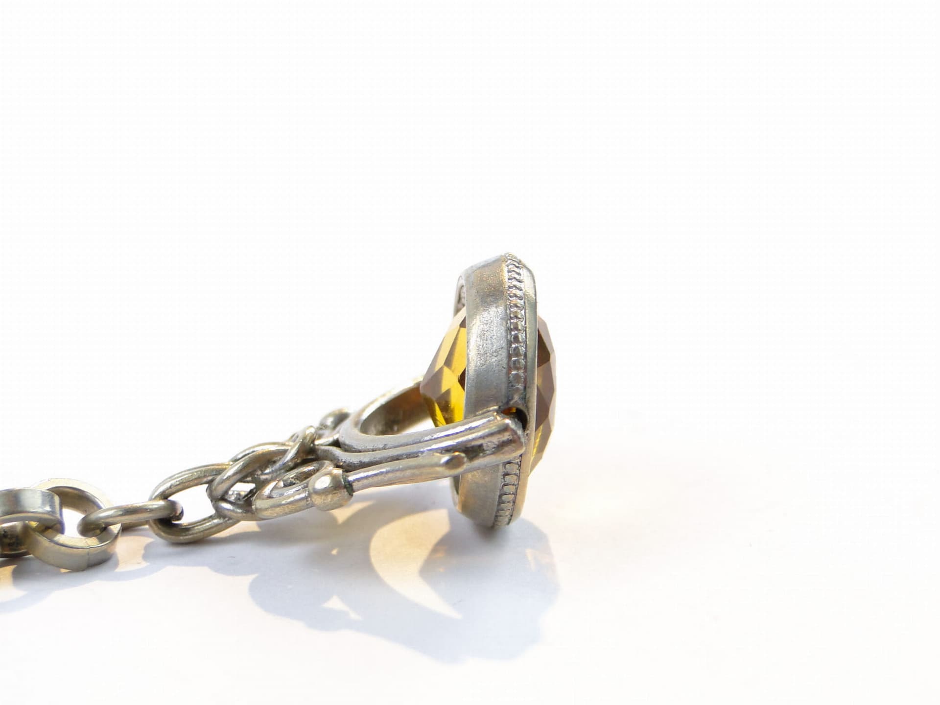 Pocket Watch Chain, yellow citrine, silver metal, Austria, 1880s - 393342