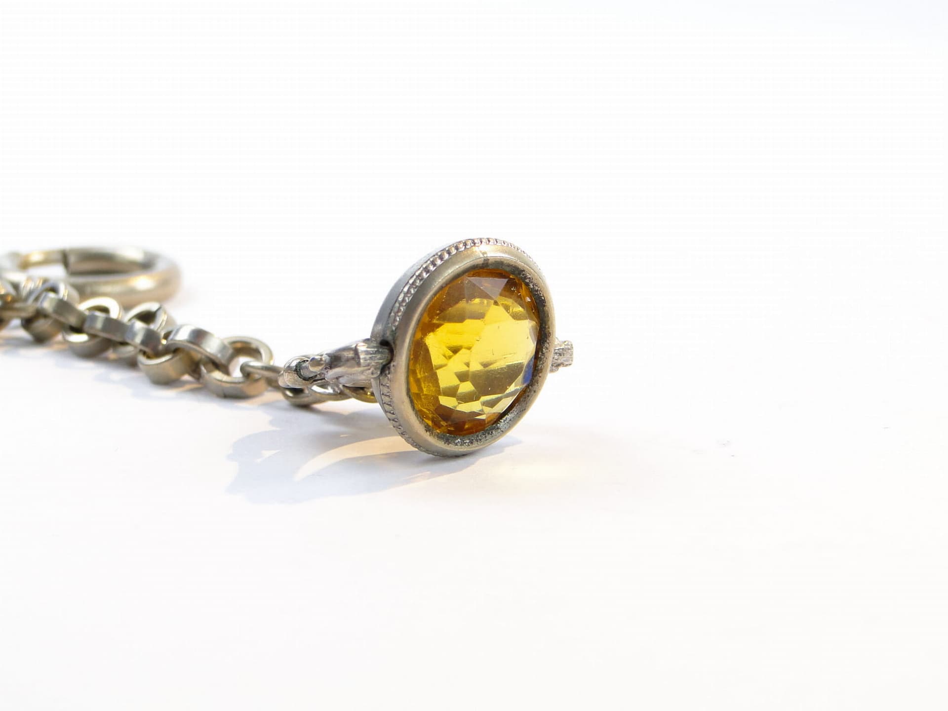 Pocket Watch Chain, yellow citrine, silver metal, Austria, 1880s - 393341