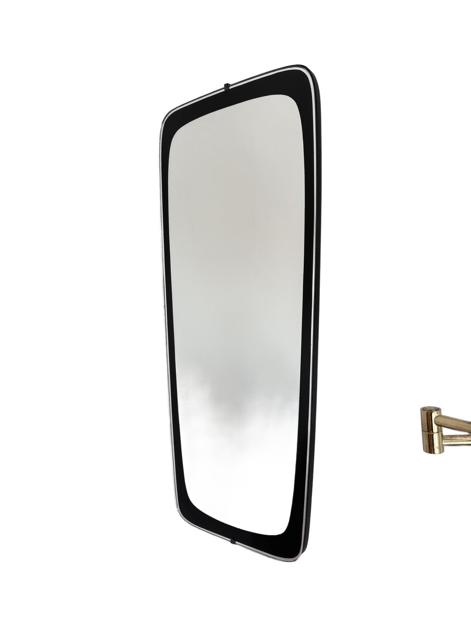 Wall Mirror Rockabilly, clear crystal, black frame, Germany, 1960s.