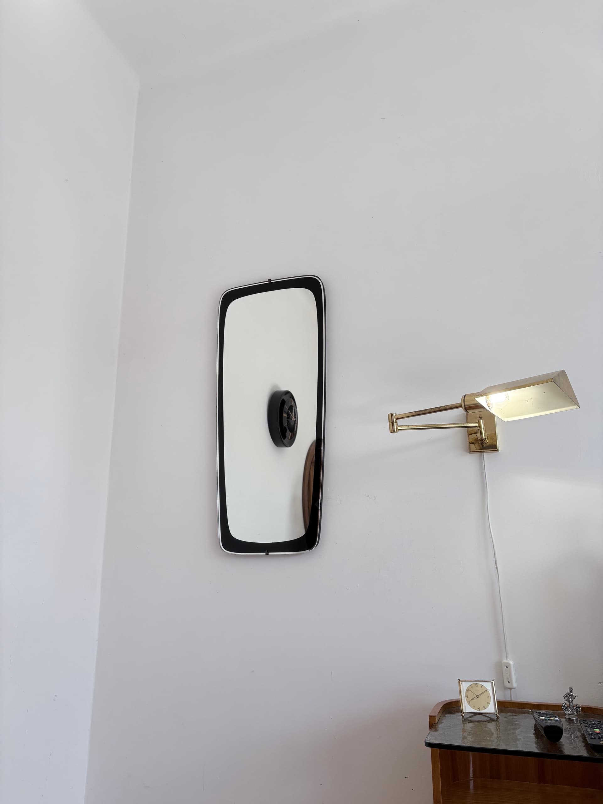 Wall Mirror Rockabilly, clear crystal, black frame, Germany, 1960s. - 393407