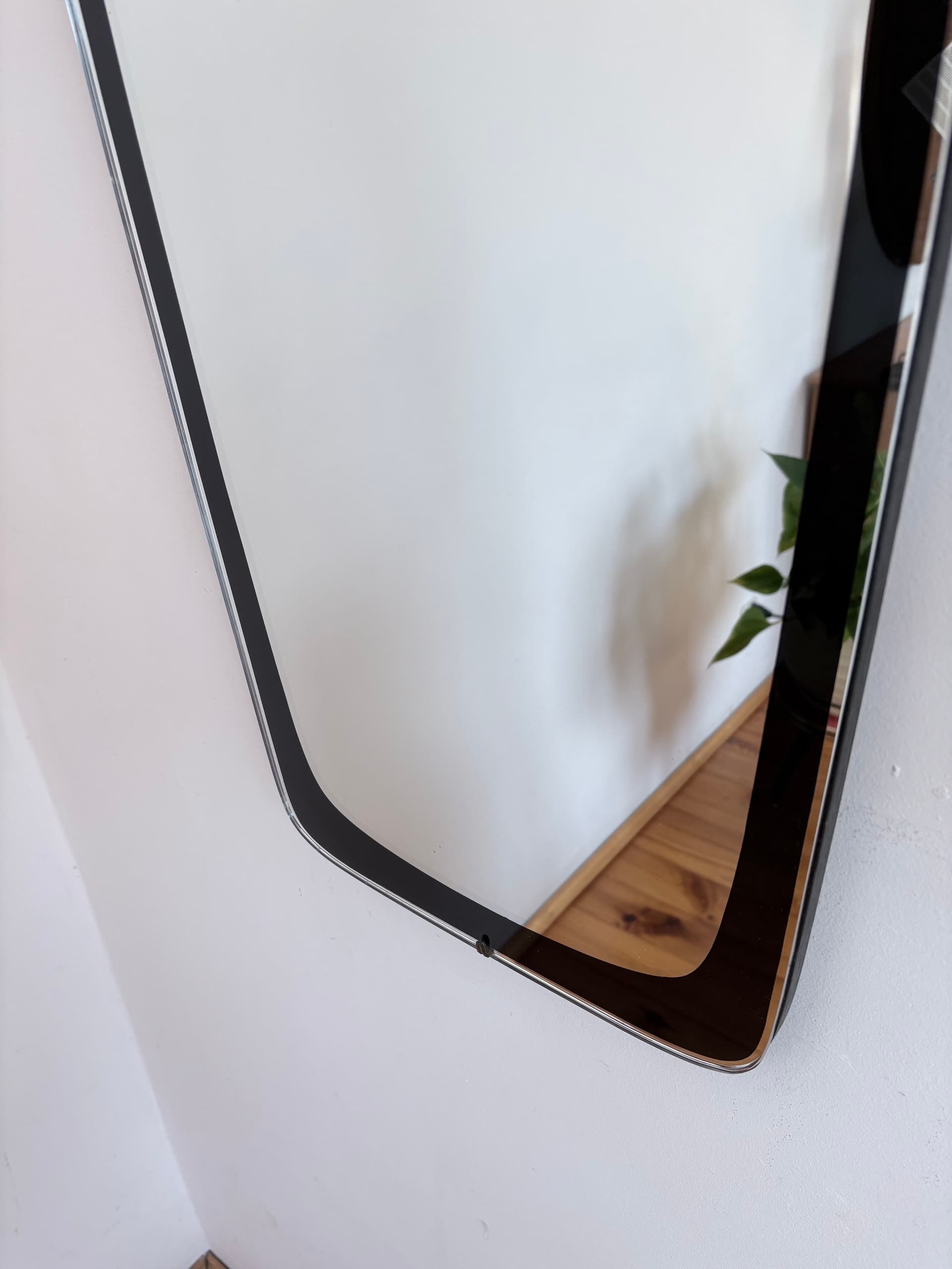 Wall Mirror Rockabilly, clear crystal, black frame, Germany, 1960s. - 393403