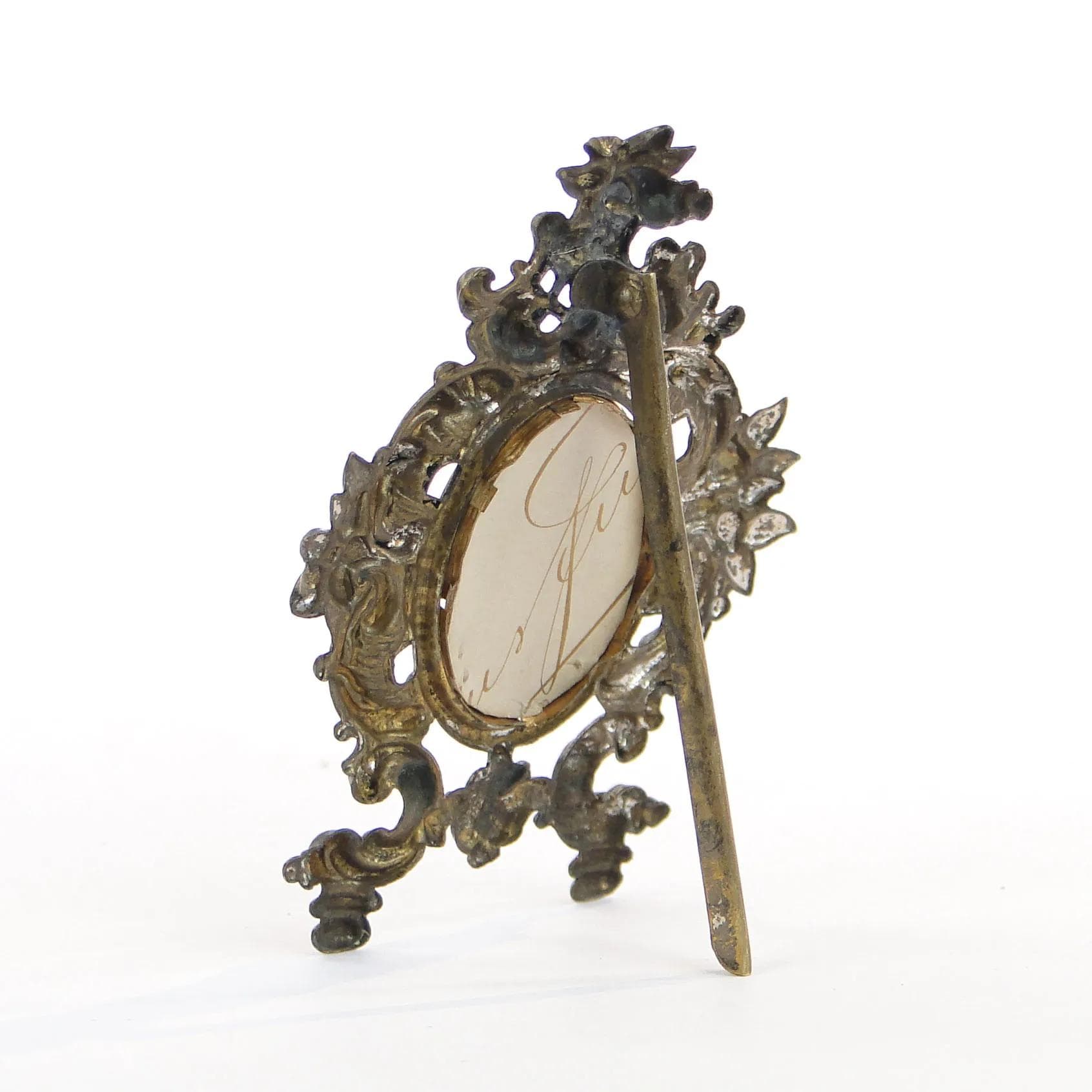 Miniature Photo Frame Rococo, golden brass, Austria, early 20th c. - 28866