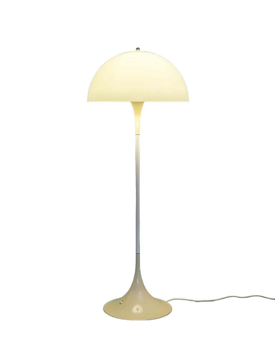 Lampa podłogowa Panthella, biały, metal plastik, proj. V. Panton, Louis Poulsen, Dania, lata 70.