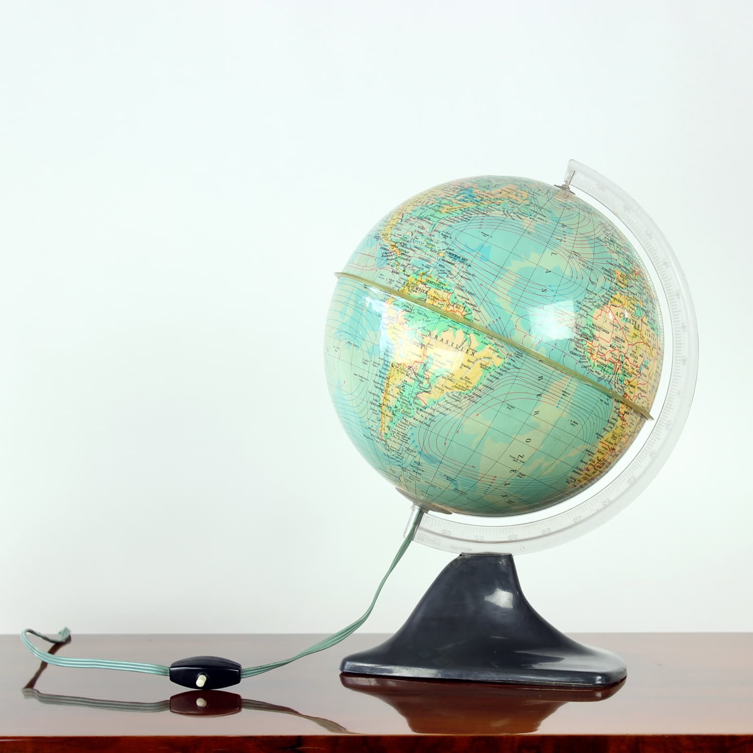 Illuminated globe, blue plastic, Czechoslovakia, 1960s. - 393510