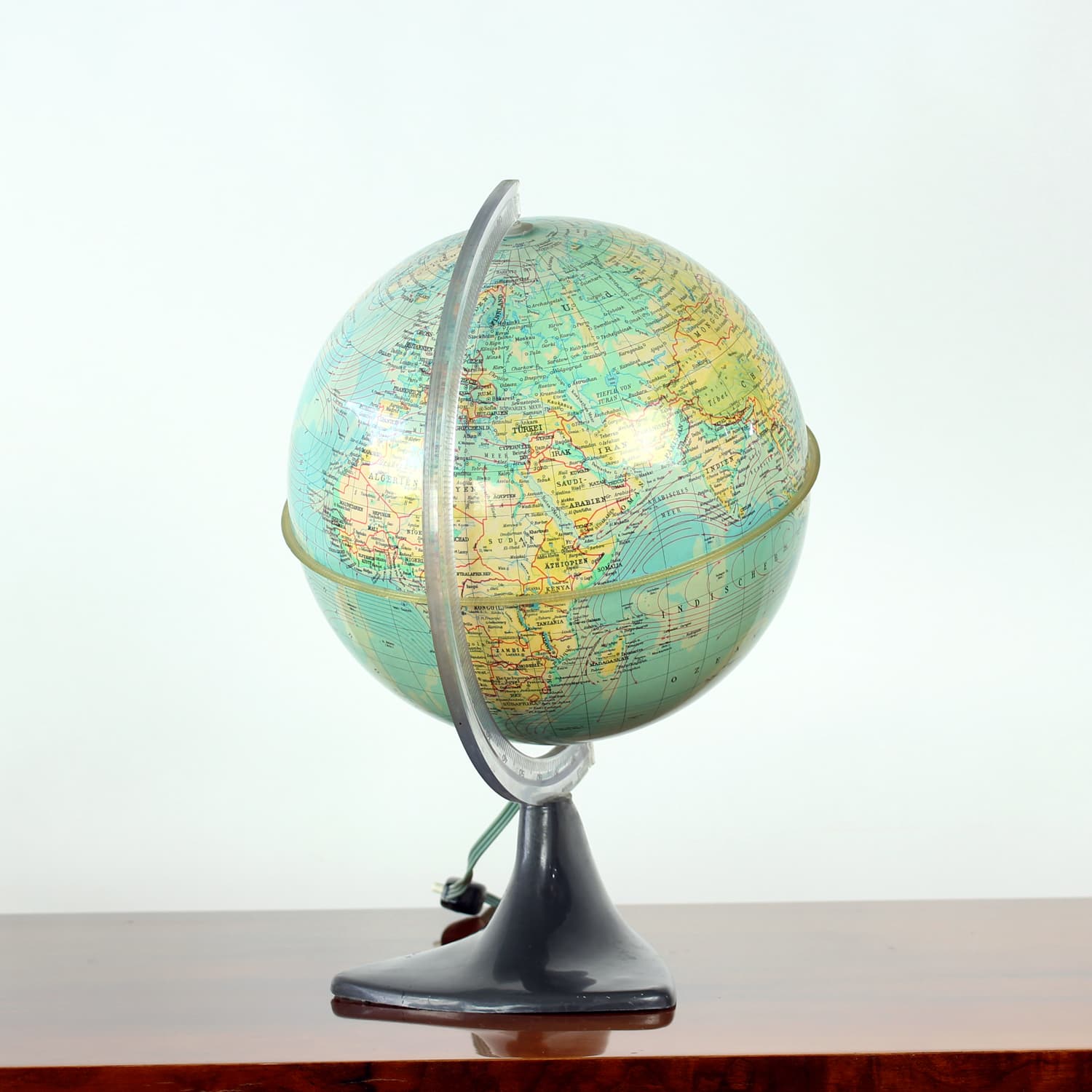 Illuminated globe, blue plastic, Czechoslovakia, 1960s. - 393512