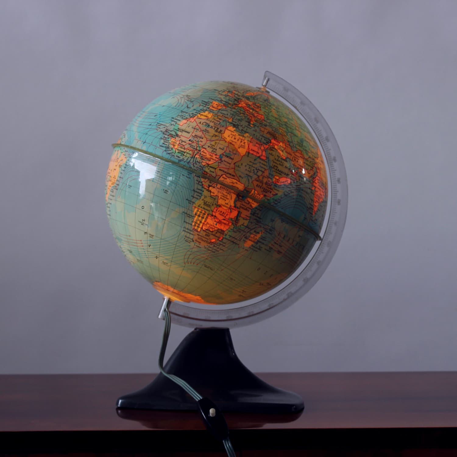 Illuminated globe, blue plastic, Czechoslovakia, 1960s. - 393507