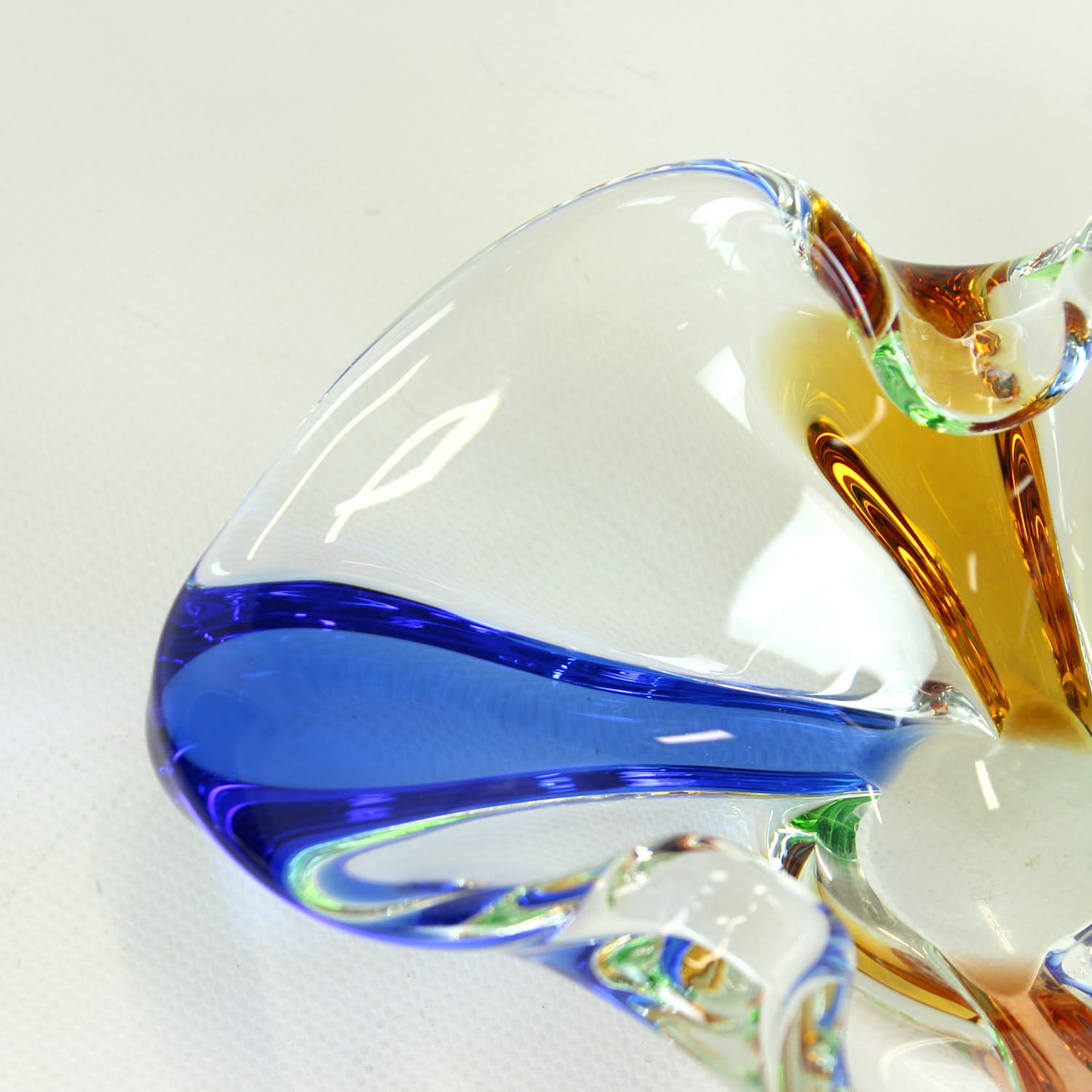 Bowl Rhapsody, clear glass, blue glass, green glass, brown glass, by F. Zemek, Czechoslovakia, 1960s - 393523