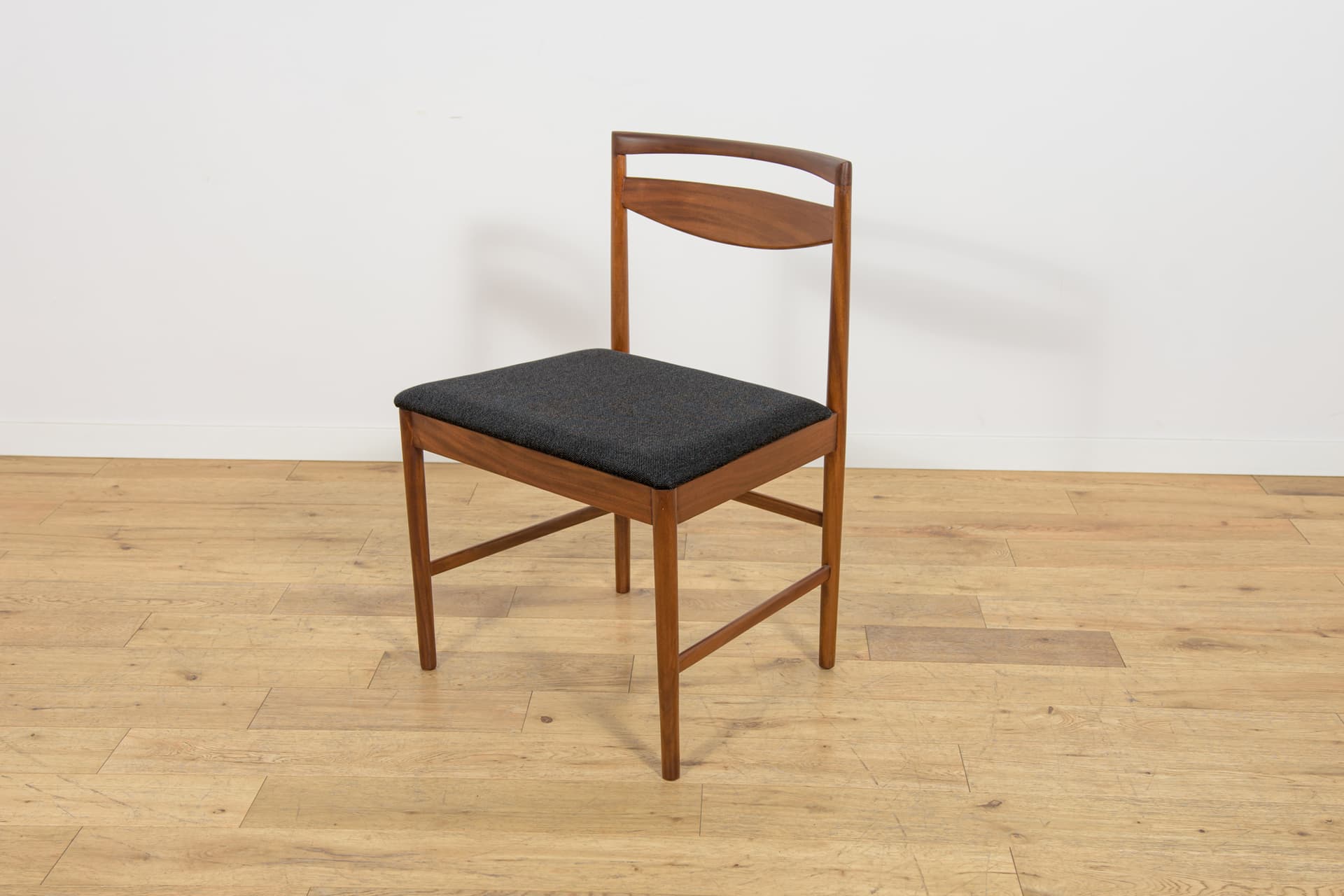set of eight chairs Model 9513, brown teak, black fabric, by T. Robertson, for A.H. McIntosh & Co., United Kingdom, 1970s - 393533