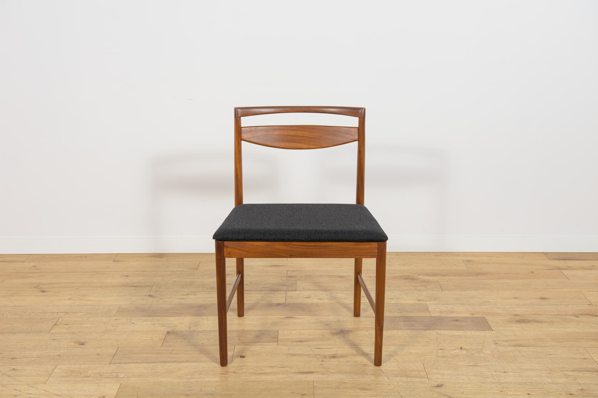 set of eight chairs Model 9513, brown teak, black fabric, by T. Robertson, for A.H. McIntosh & Co., United Kingdom, 1970s - 393531