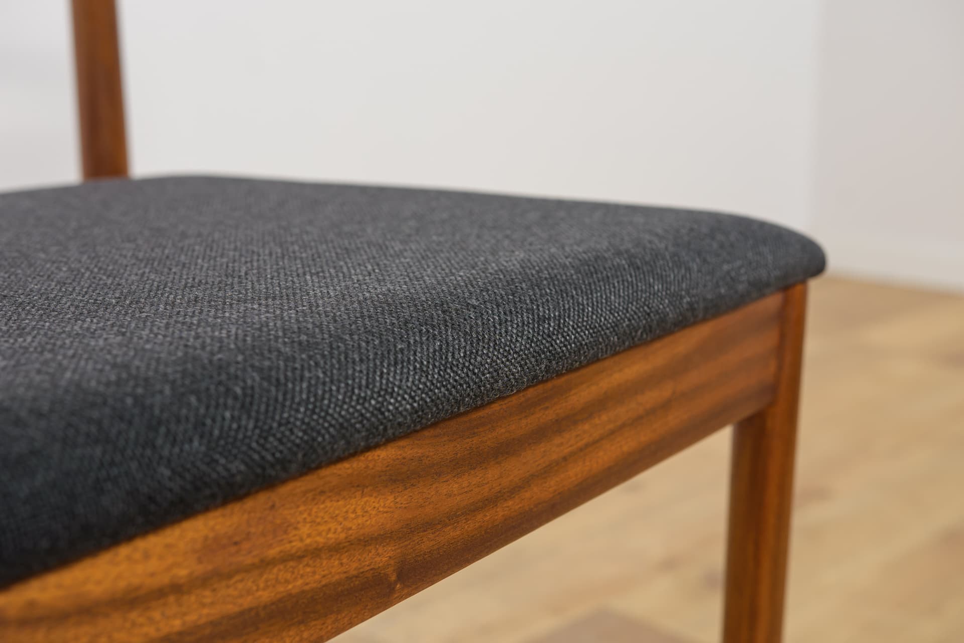 set of eight chairs Model 9513, brown teak, black fabric, by T. Robertson, for A.H. McIntosh & Co., United Kingdom, 1970s - 393538