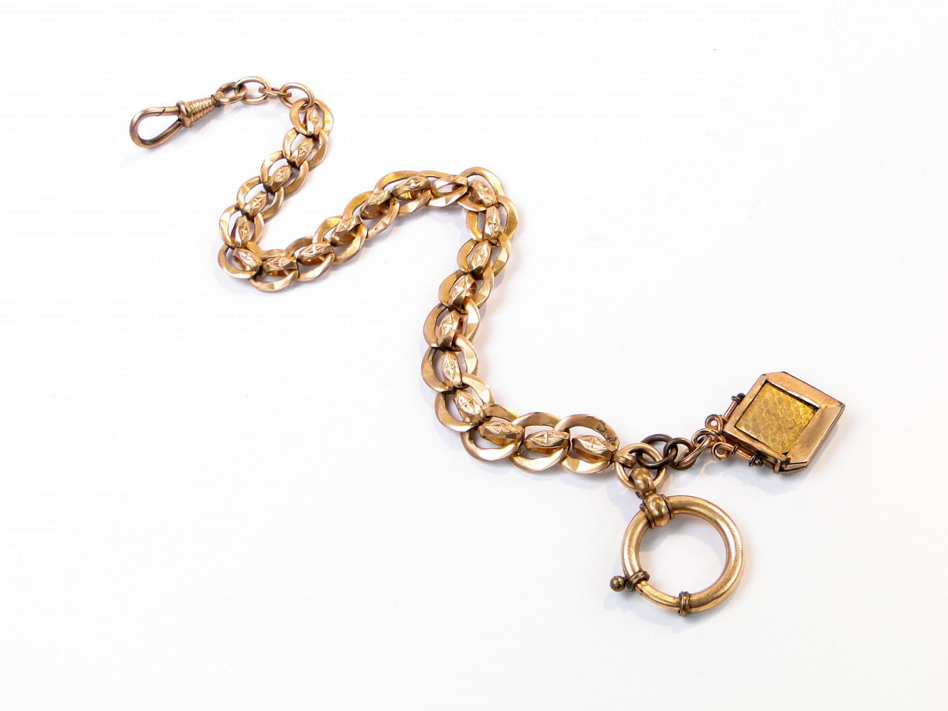Pocket Watch Chain with Locket, gilded brass gold, Austria, 1880s - 393544