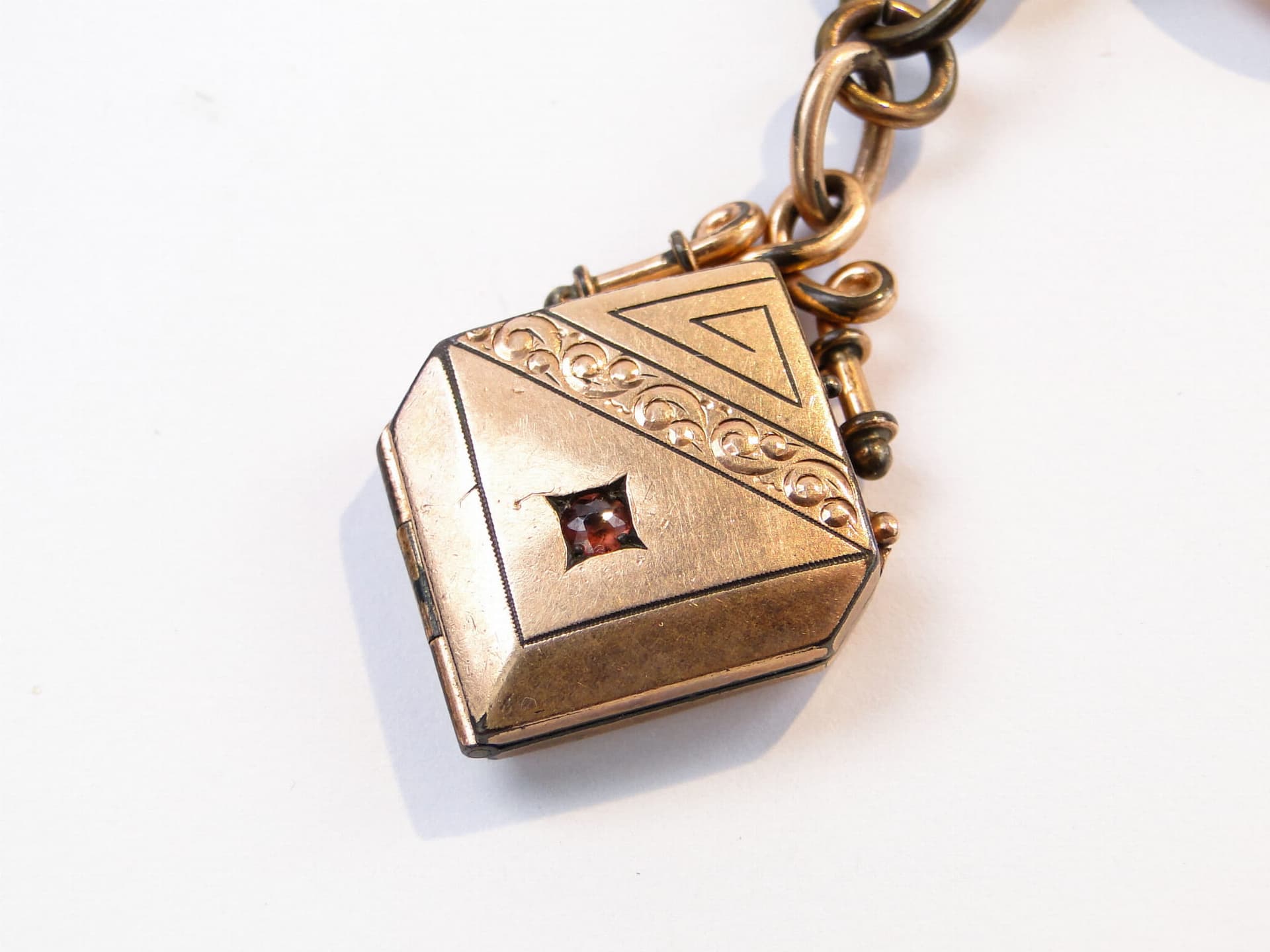 Pocket Watch Chain with Locket, gilded brass gold, Austria, 1880s - 393547