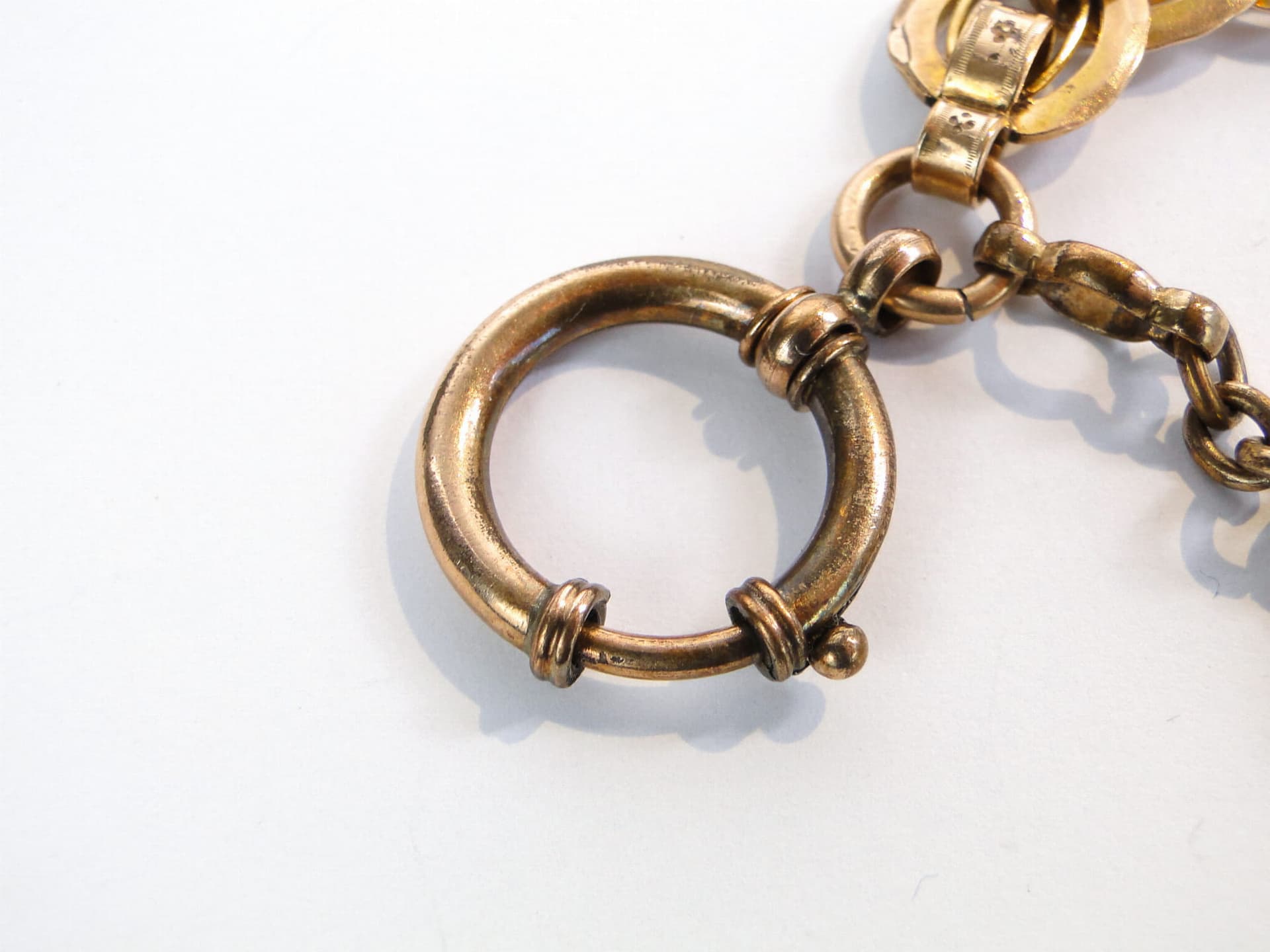 Pocket watch chain with locket, gold, gilt brass, glass, Austria, 19th century - 393555