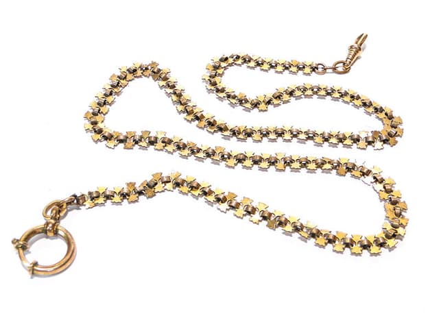 Pocket Watch Chain, gilded brass gold, Austria, 19th century - DIMENSION