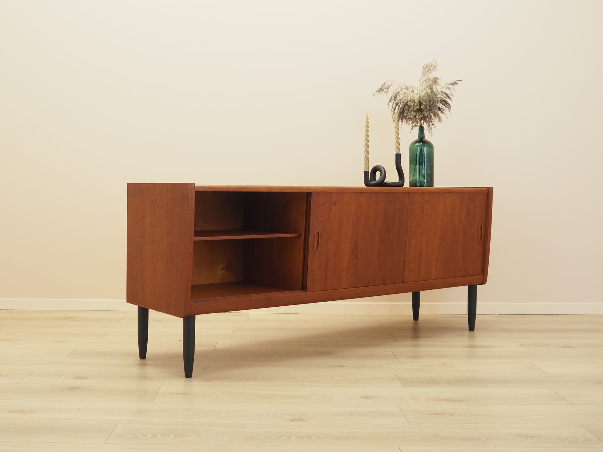 Sideboard, teak brązowy, drewno czarne, Dania, lata 70. - 393646