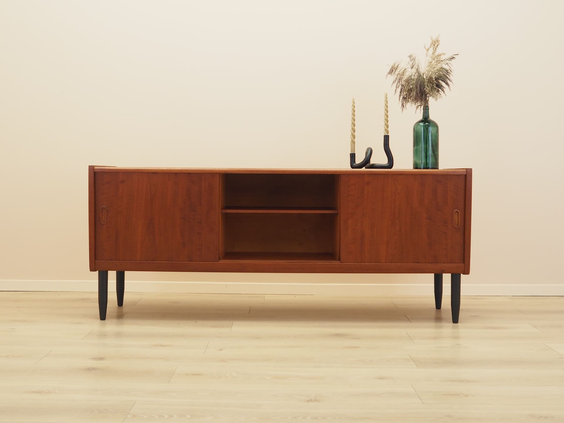 Sideboard, teak brązowy, drewno czarne, Dania, lata 70. - 393645