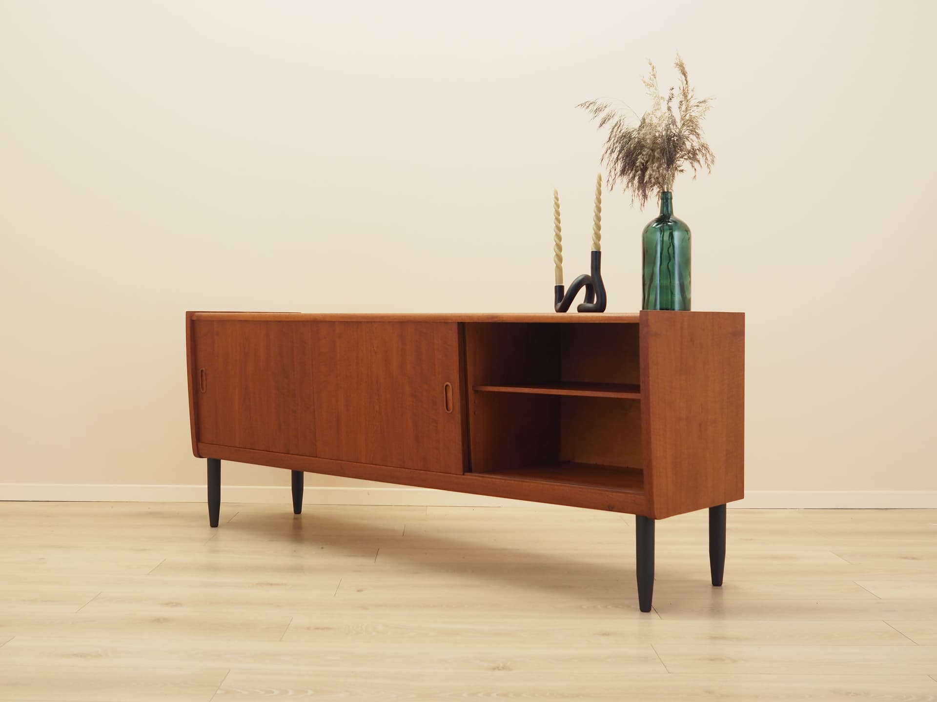 Sideboard, teak brązowy, drewno czarne, Dania, lata 70. - 393650