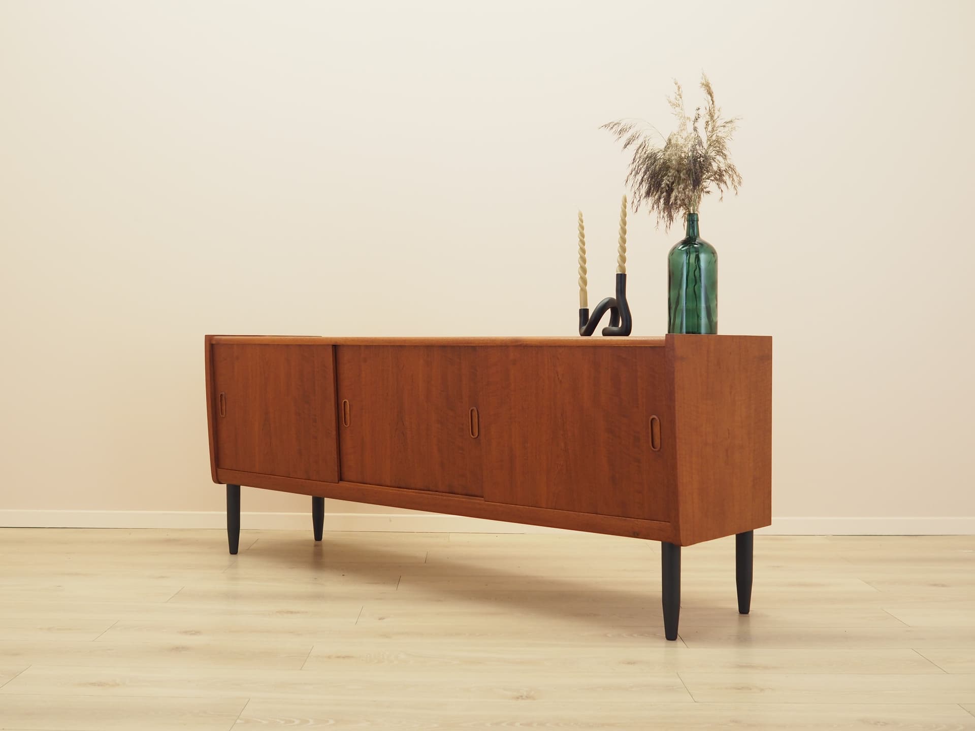 Sideboard, teak brązowy, drewno czarne, Dania, lata 70. - 393647