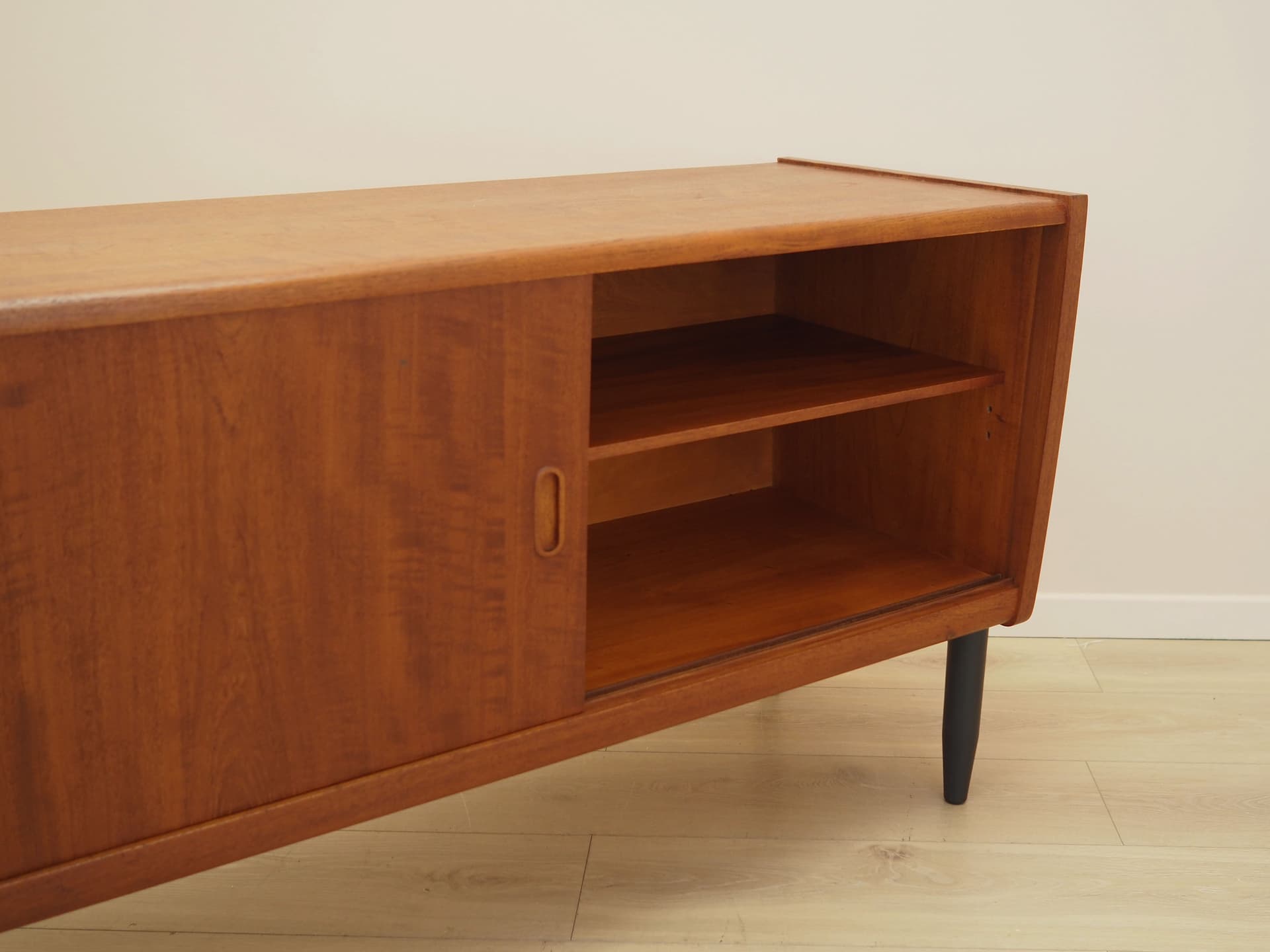 Sideboard, teak brązowy, drewno czarne, Dania, lata 70. - 393649