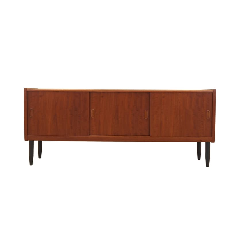 Sideboard, teak brązowy, drewno czarne, Dania, lata 70.