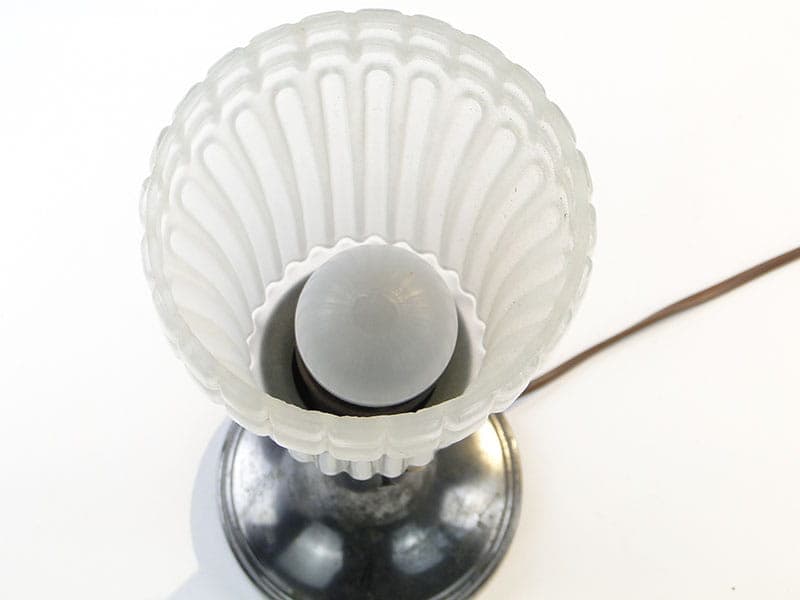 Table Lamp and Wall Sconce, grey metal, white glass, Poland, early 20th century - 393776