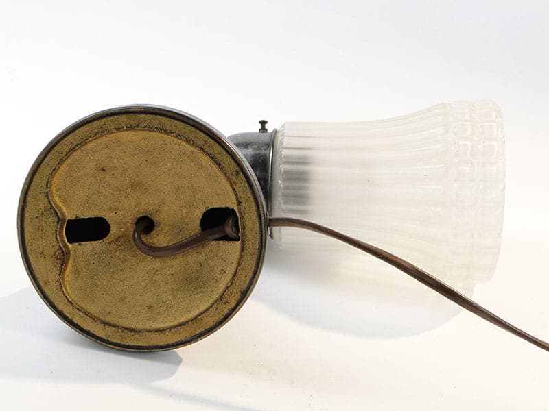Table Lamp and Wall Sconce, grey metal, white glass, Poland, early 20th century - 393779
