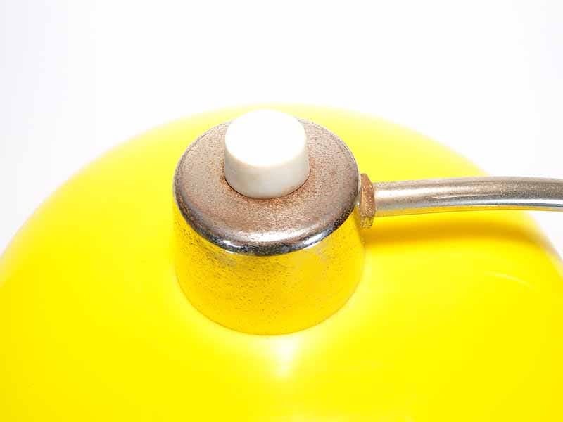 Table lamp, yellow white, polished steel plastic, Meos, Poland, 1960s. - 393790