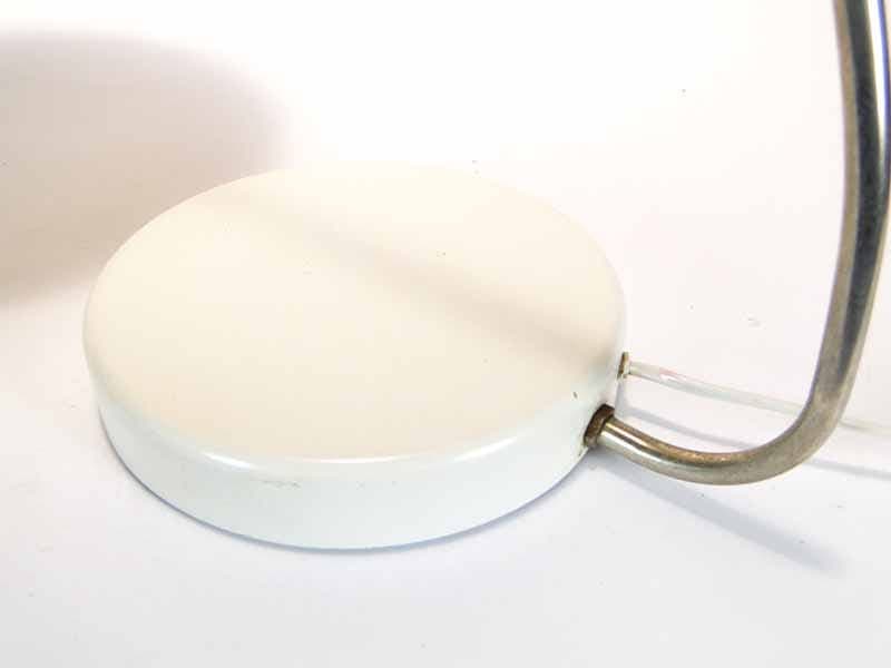 Table lamp, yellow white, polished steel plastic, Meos, Poland, 1960s. - 393788