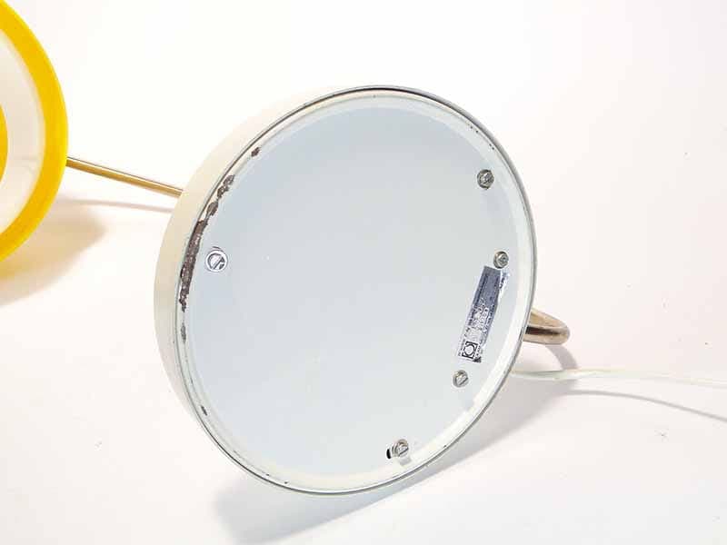 Table lamp, yellow white, polished steel plastic, Meos, Poland, 1960s. - 393782