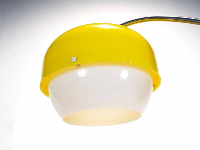 Table lamp, yellow white, polished steel plastic, Meos, Poland, 1960s. - 393789