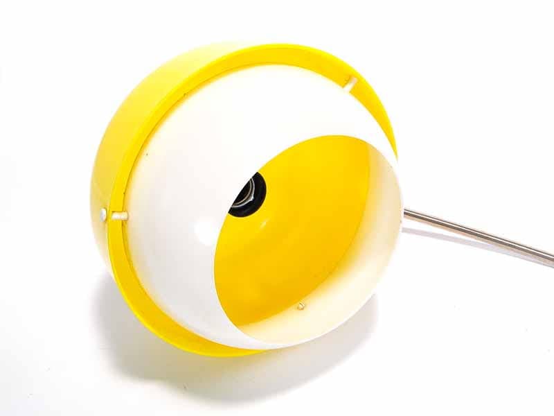 Table lamp, yellow white, polished steel plastic, Meos, Poland, 1960s. - 393781