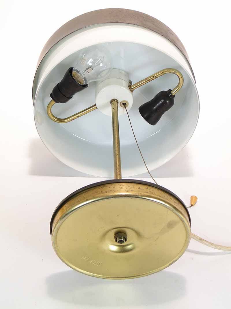 Table lamp, model 370021/2, black steel, white glass, golden brass, by J. Hurka, Napako, Czechia, 1960s. - 393798