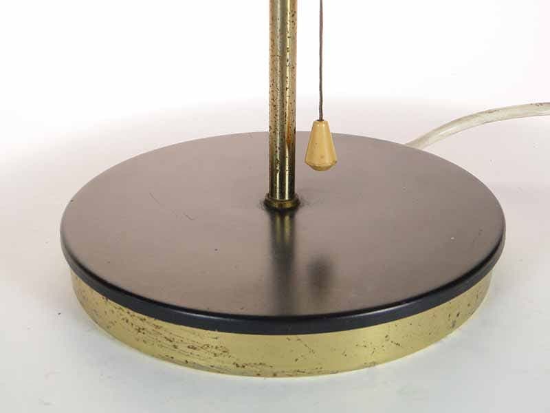 Table lamp, model 370021/2, black steel, white glass, golden brass, by J. Hurka, Napako, Czechia, 1960s. - 393791
