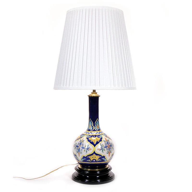 Table lamp amphora, Art Deco, cobalt porcelain, Spain, 1930s