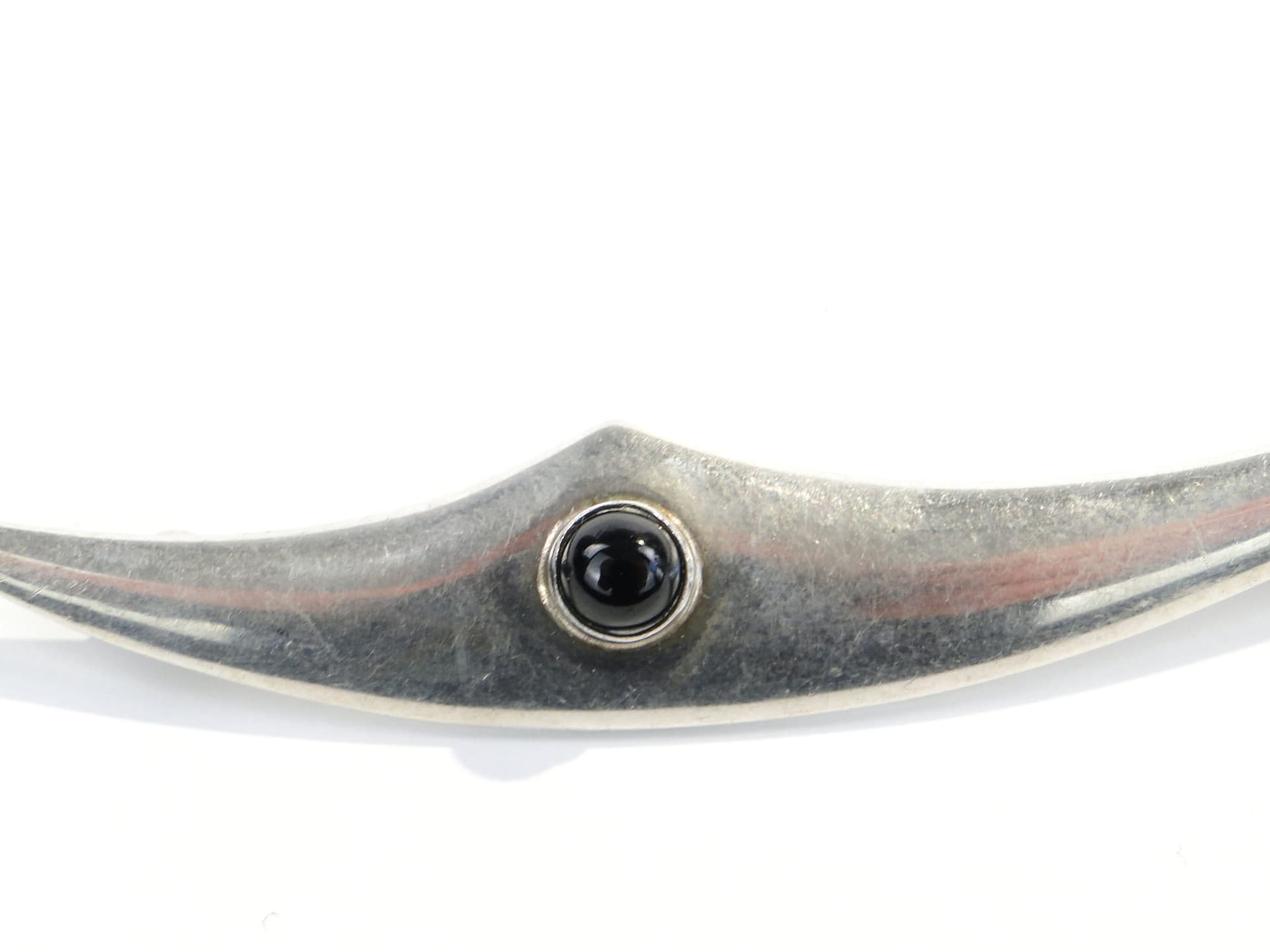 Modernist brooch, silver silver, black stone, Orno, Poland, 1980s. - 393855