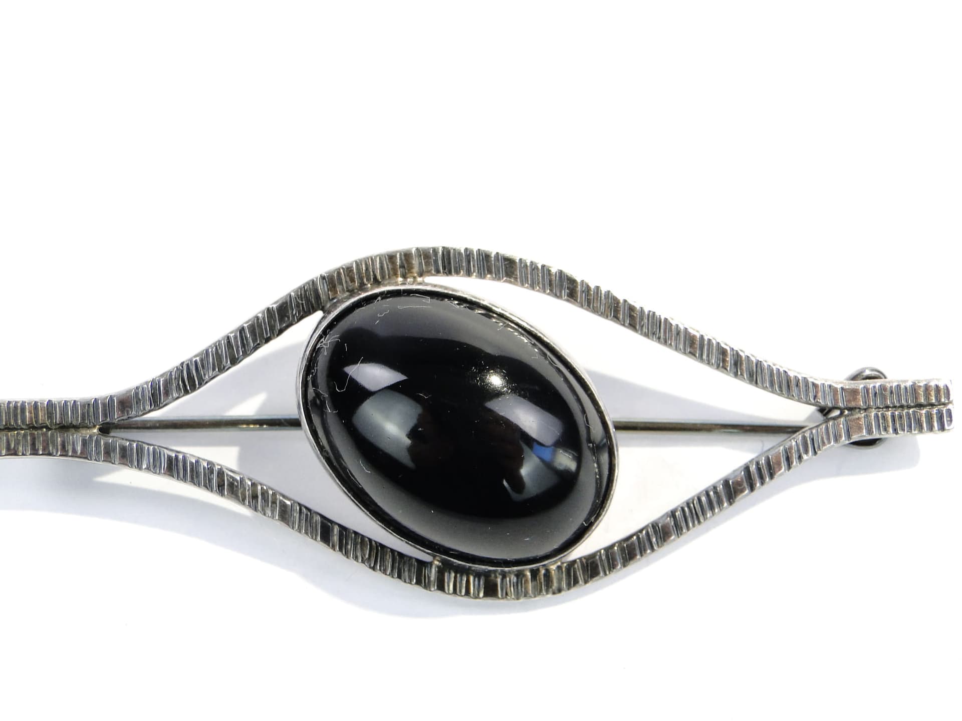 Modernist brooch, silver, black onyx, Orno, Poland, 1980s. - 393880