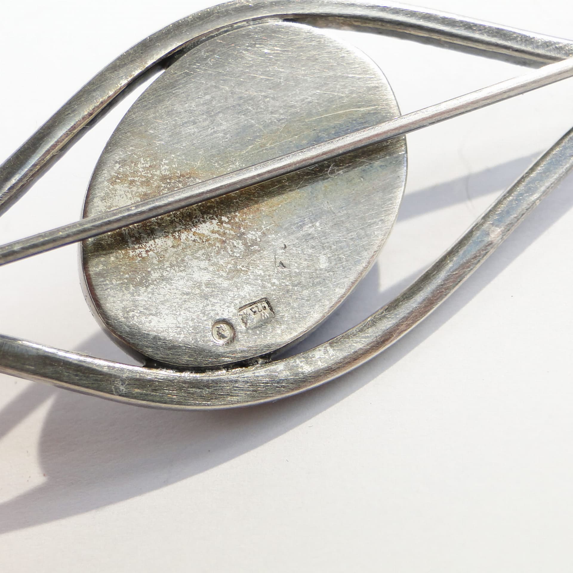Modernist brooch, silver, black onyx, Orno, Poland, 1980s. - 393877