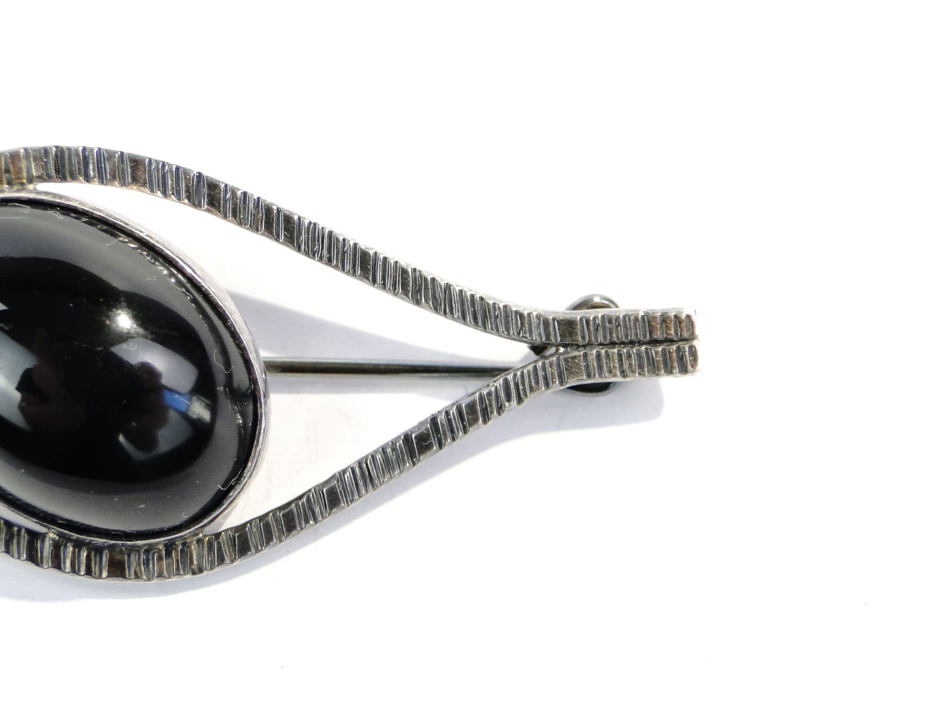 Modernist brooch, silver, black onyx, Orno, Poland, 1980s. - 393881