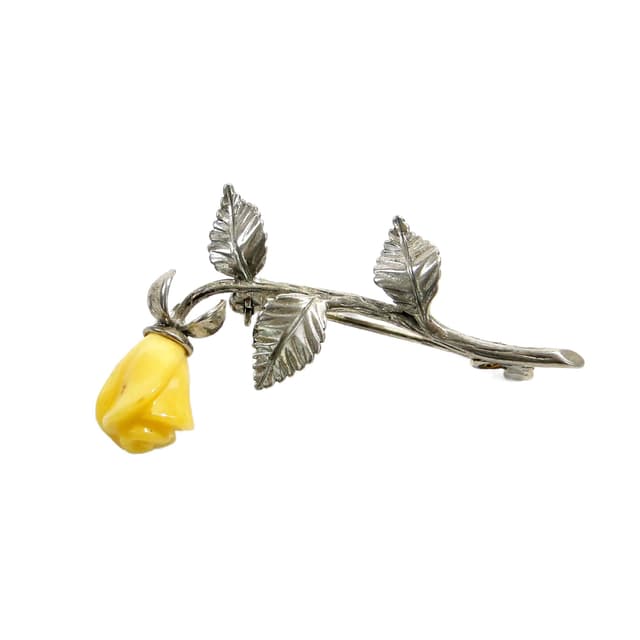 Brooch Art déco, silver, ivory, Poland, 1930s. - DIMENSION