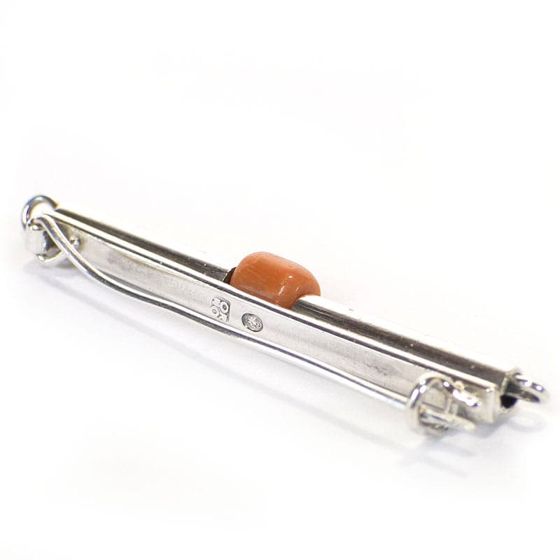 Brooch, Orno, silver, orange coral, Poland, 1950s - 393922