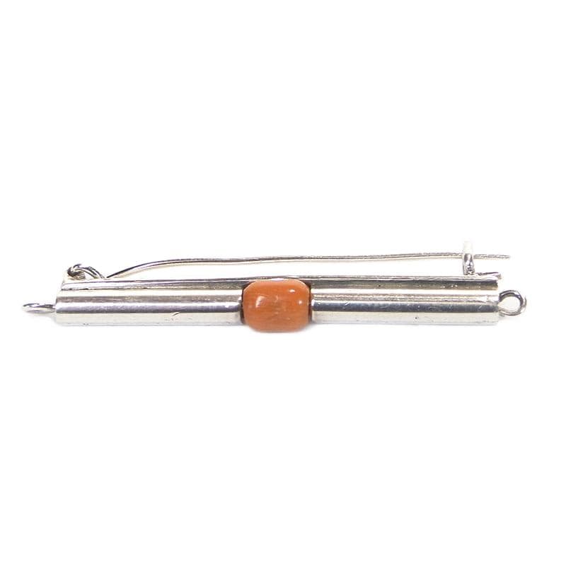 Brooch, Orno, silver, orange coral, Poland, 1950s