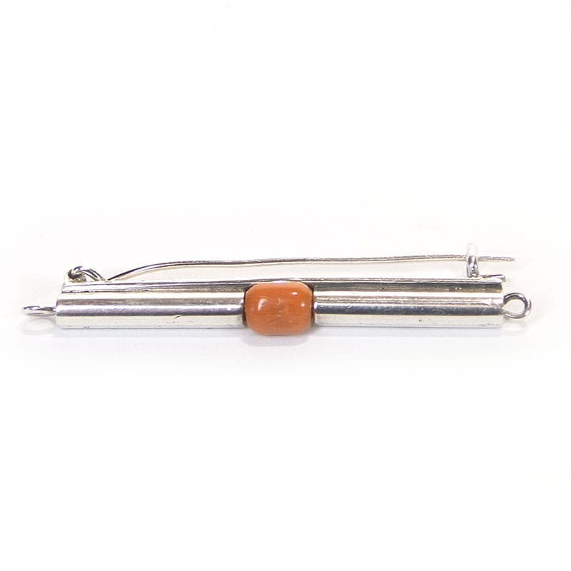Brooch, Orno, silver, orange coral, Poland, 1950s - 393920