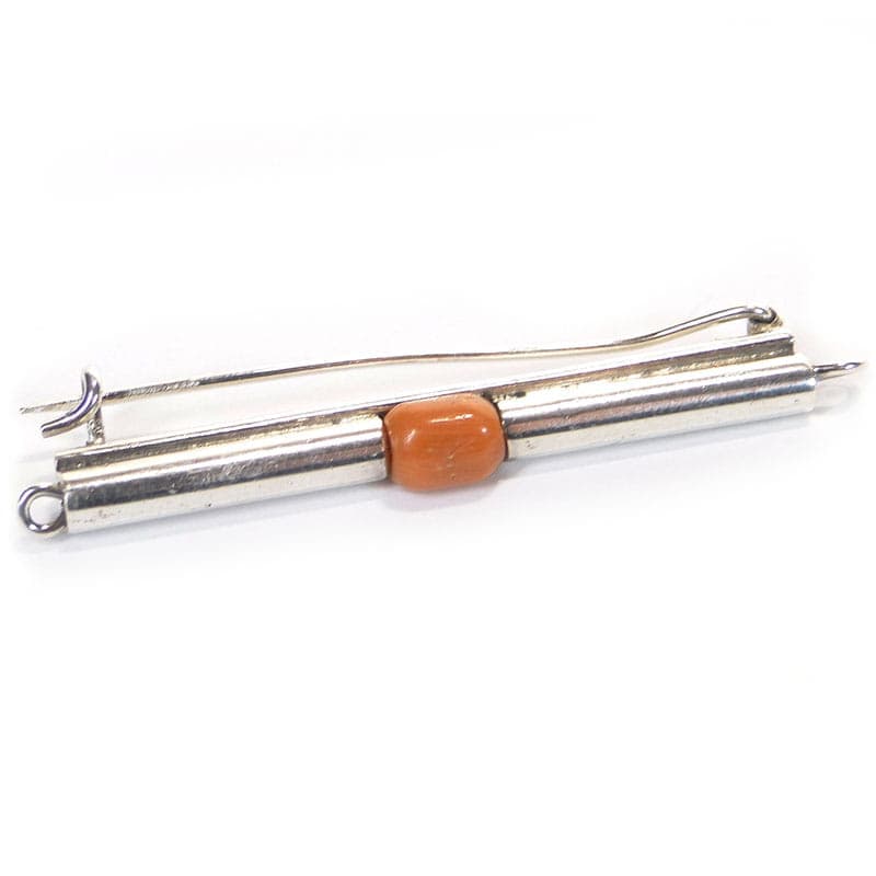 Brooch, Orno, silver, orange coral, Poland, 1950s - 393924