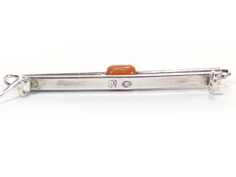 Brooch, Orno, silver, orange coral, Poland, 1950s - 393923