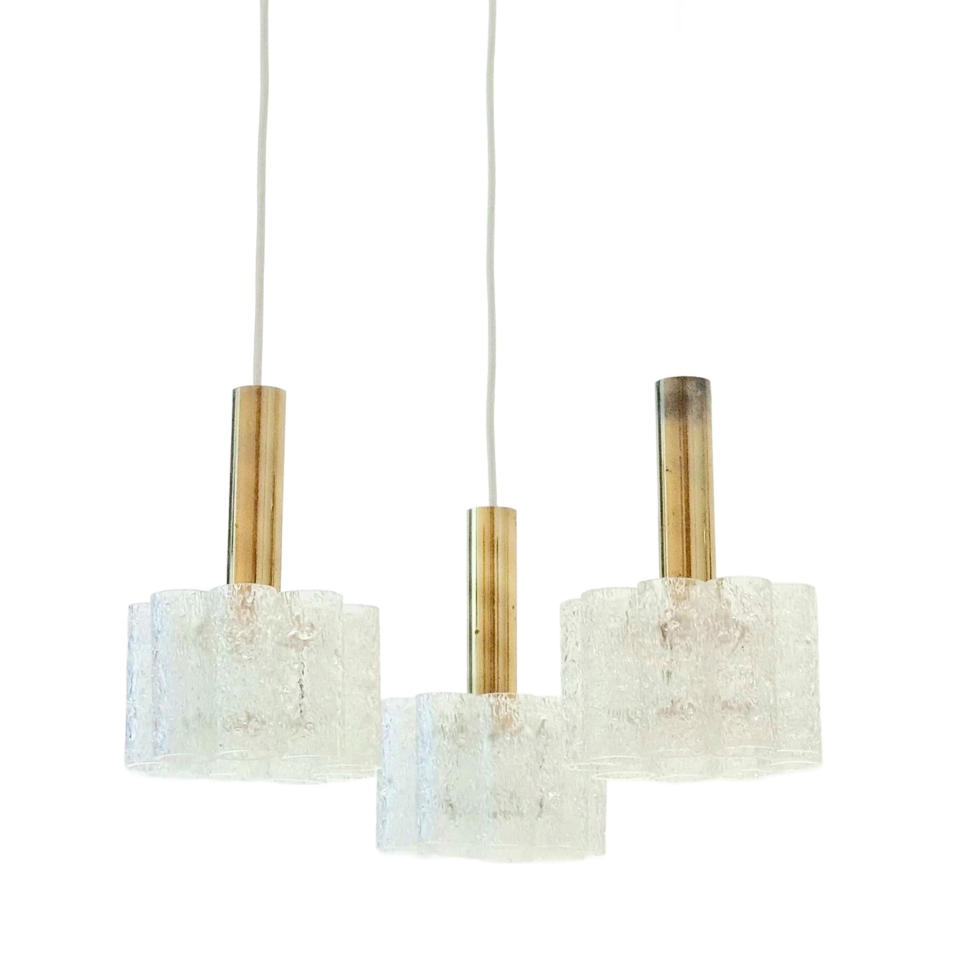 Ceiling lamp, transparent glass, brass, Doria Leuchten, Germany, 1960s.