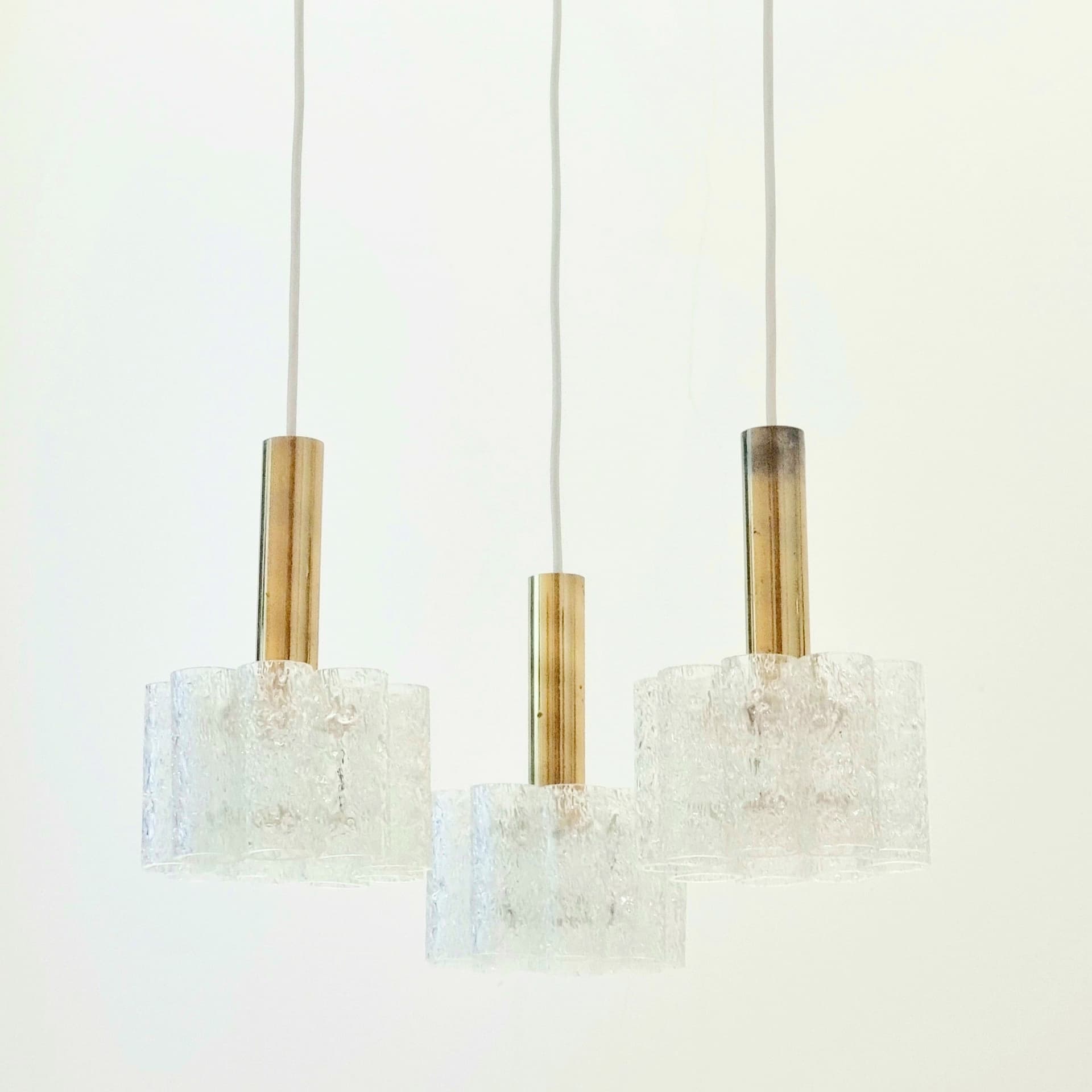 Ceiling lamp, transparent glass, brass, Doria Leuchten, Germany, 1960s. - 393930