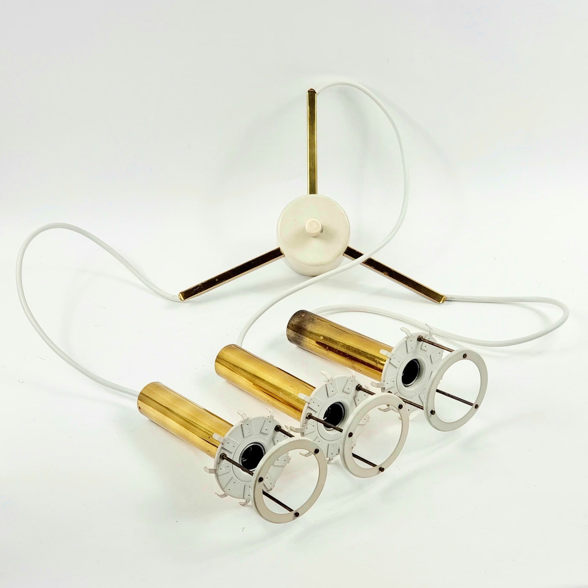 Ceiling lamp, transparent glass, brass, Doria Leuchten, Germany, 1960s. - 393936