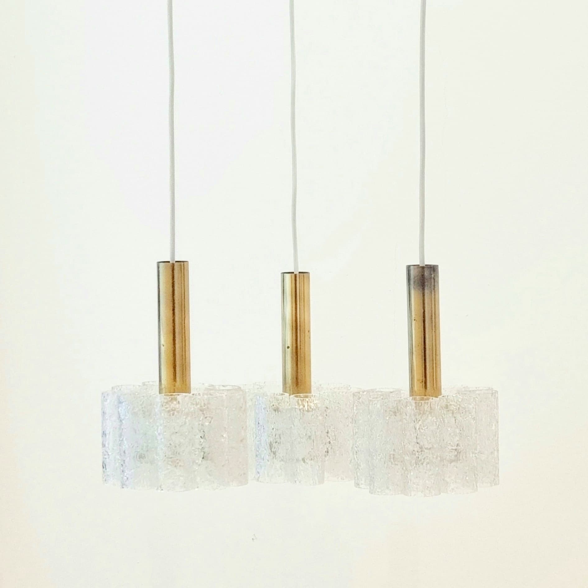 Ceiling lamp, transparent glass, brass, Doria Leuchten, Germany, 1960s. - 393931