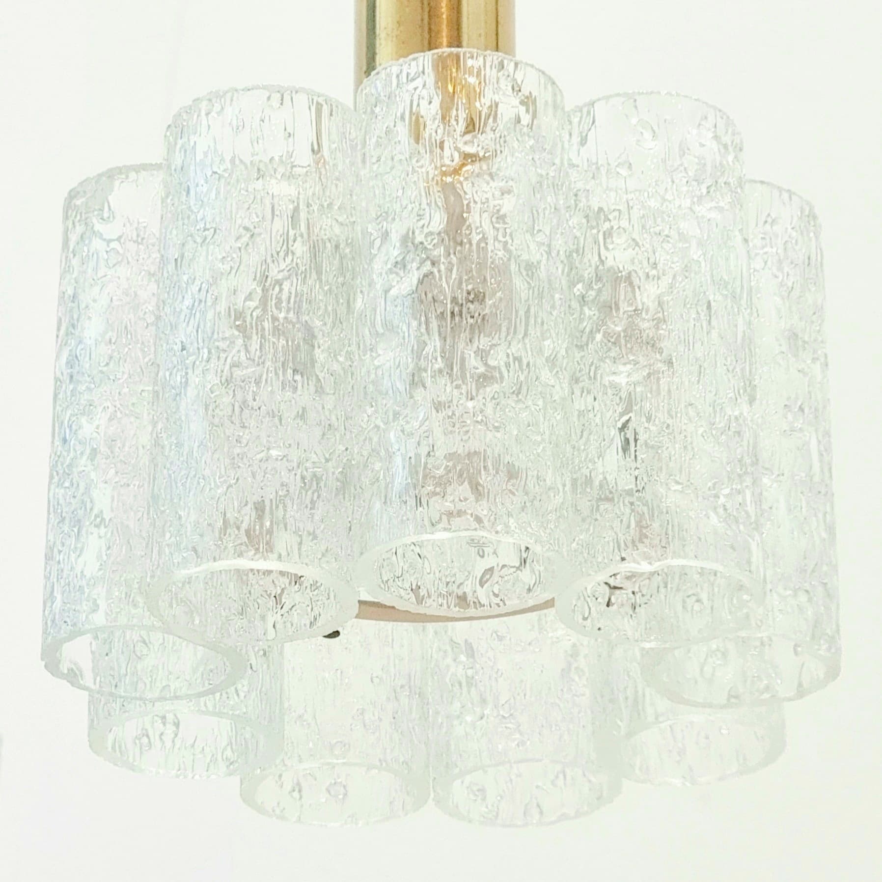 Ceiling lamp, transparent glass, brass, Doria Leuchten, Germany, 1960s. - 393933