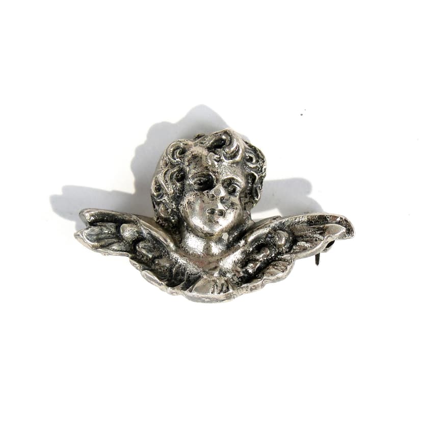 Brooch cherub, Art Nouveau, silver, early 20th century